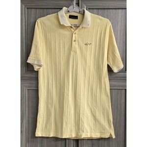Greg Norman Golf Polo Shirt Sz M/L Yellow White Accents "The Shark"